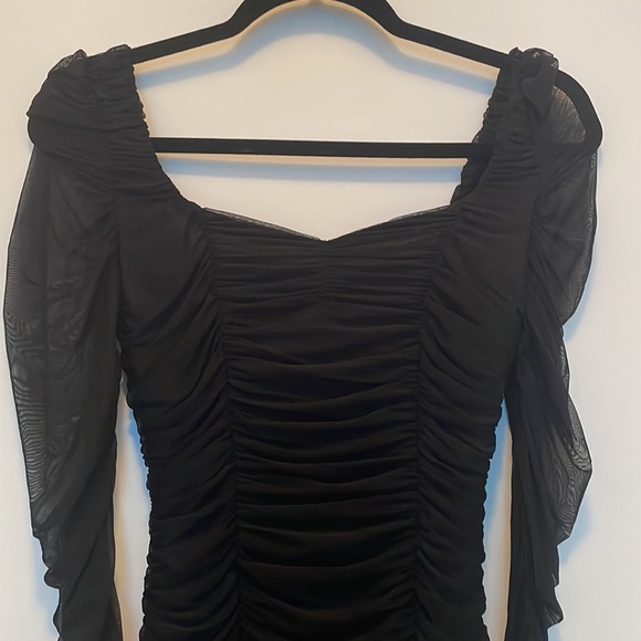 Black long-sleeve cocktail dress in size XS - Picture 2 of 2